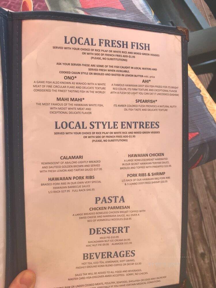 Kona Canoe Club - Kailua Kona, HI menu_pic