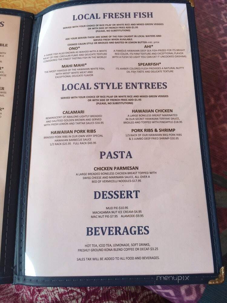 Kona Canoe Club - Kailua Kona, HI menu_pic