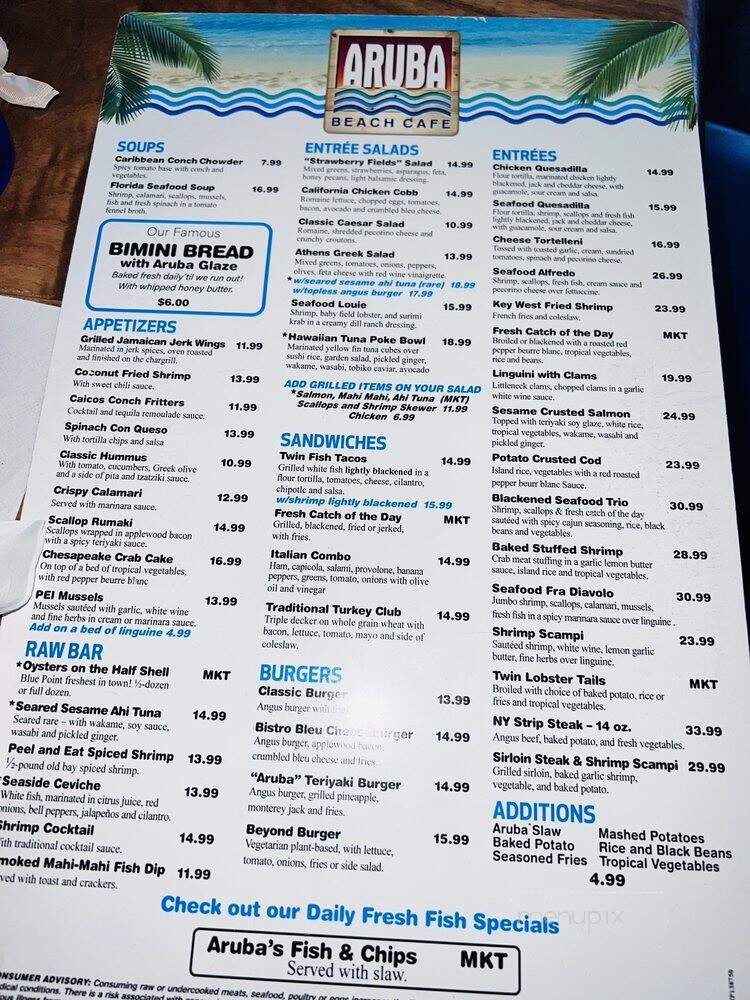 Aruba Beach Cafe - Lauderdale By Sea, FL menu_pic