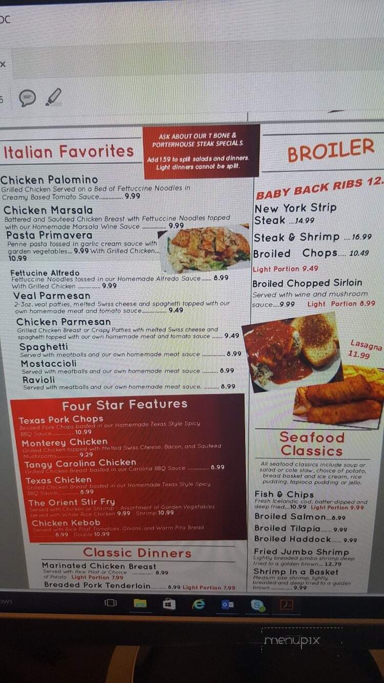 Four Star Restaurant - Marysville, MI menu_pic
