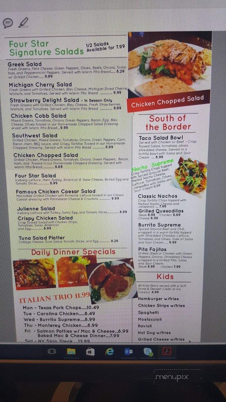 Four Star Restaurant - Marysville, MI menu_pic