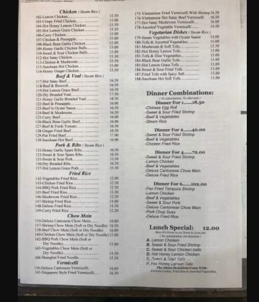 Dalat Restaurant - Winnipeg, MB menu_pic