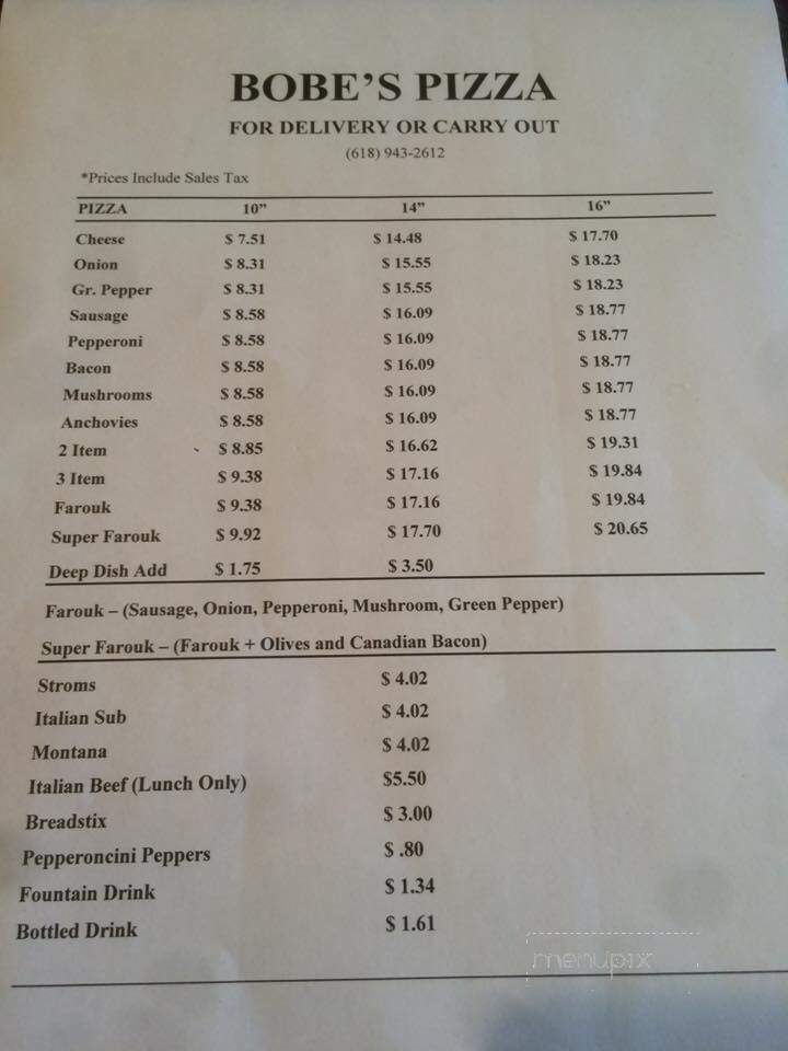 Bobe's Pizza - Lawrenceville, IL menu_pic