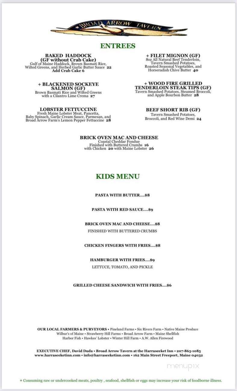 Harraseeket Inn Dining Room - Freeport, ME menu_pic
