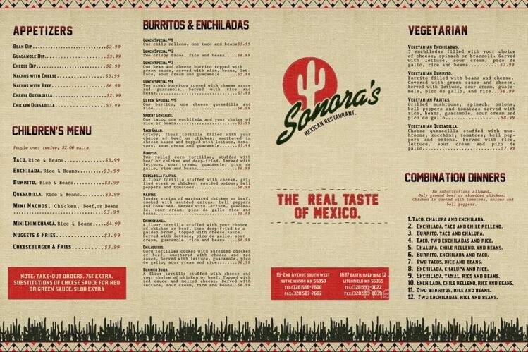 Sonora's Mexican Restaurant - Hutchinson, MN menu_pic