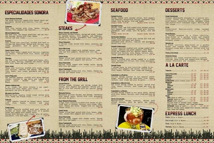 Sonora's Mexican Restaurant - Hutchinson, MN menu_pic