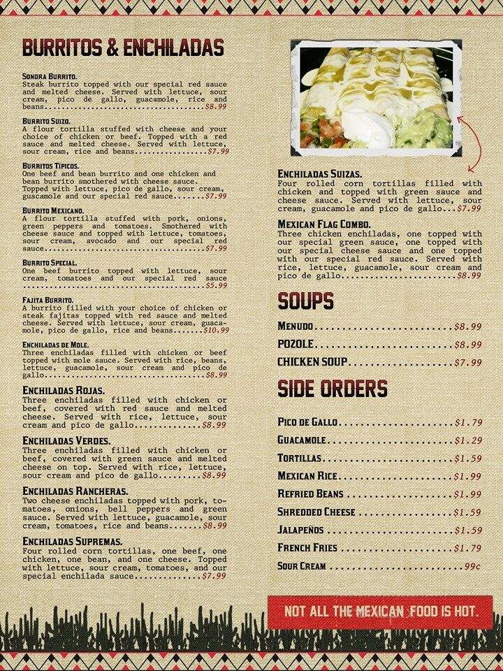 Sonora's Mexican Restaurant - Hutchinson, MN menu_pic