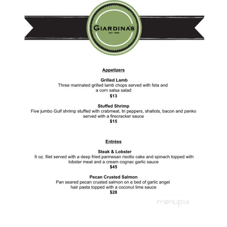 Giardina's Restaurant - Greenwood, MS menu_pic