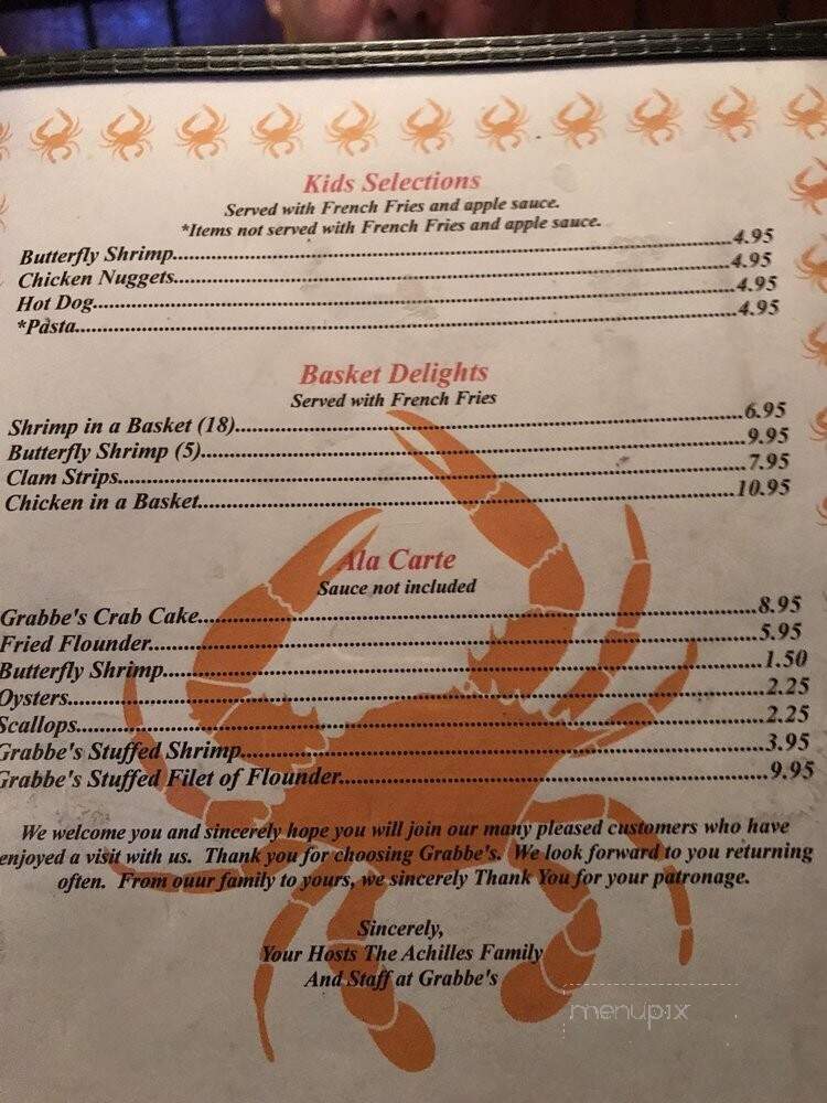 Grabbe's Seafood Restaurant - Westville, NJ menu_pic