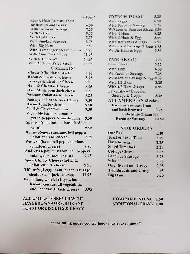 Tiffany's Restaurant - Noble, OK menu_pic