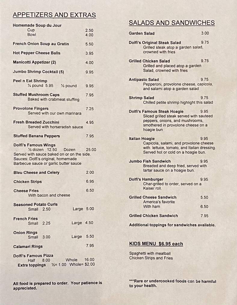 Dolfi's Restaurant - Masontown, PA menu_pic