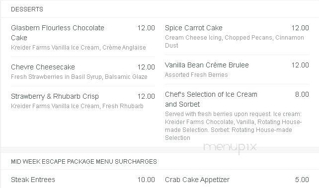 Glasbern Country Inn - Fogelsville, PA menu_pic