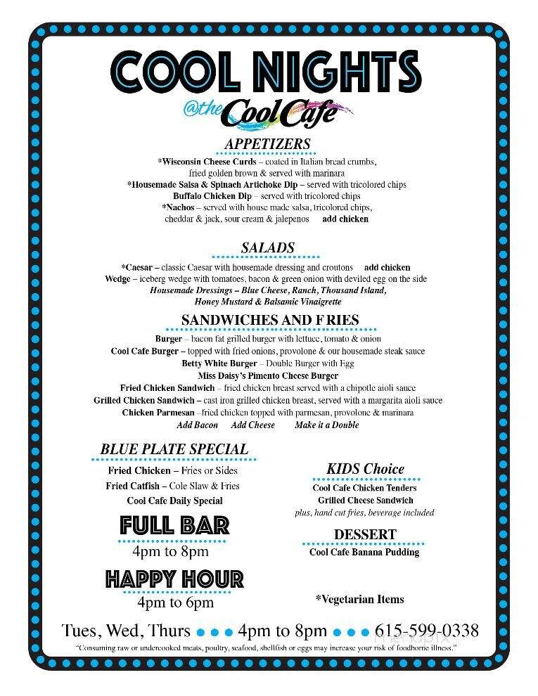 Cool Cafe - Franklin, TN menu_pic