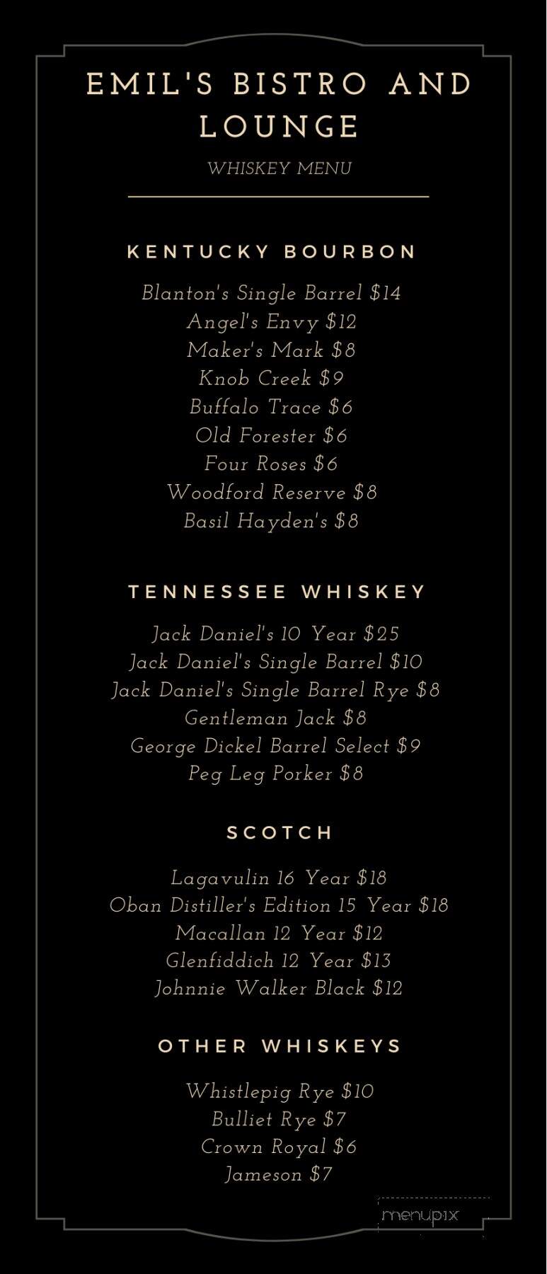 Emil's Restaurant - Tullahoma, TN menu_pic