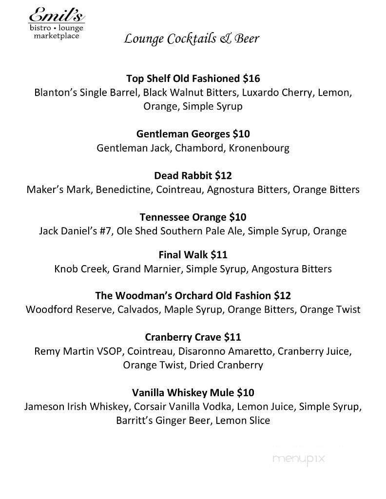 Emil's Restaurant - Tullahoma, TN menu_pic