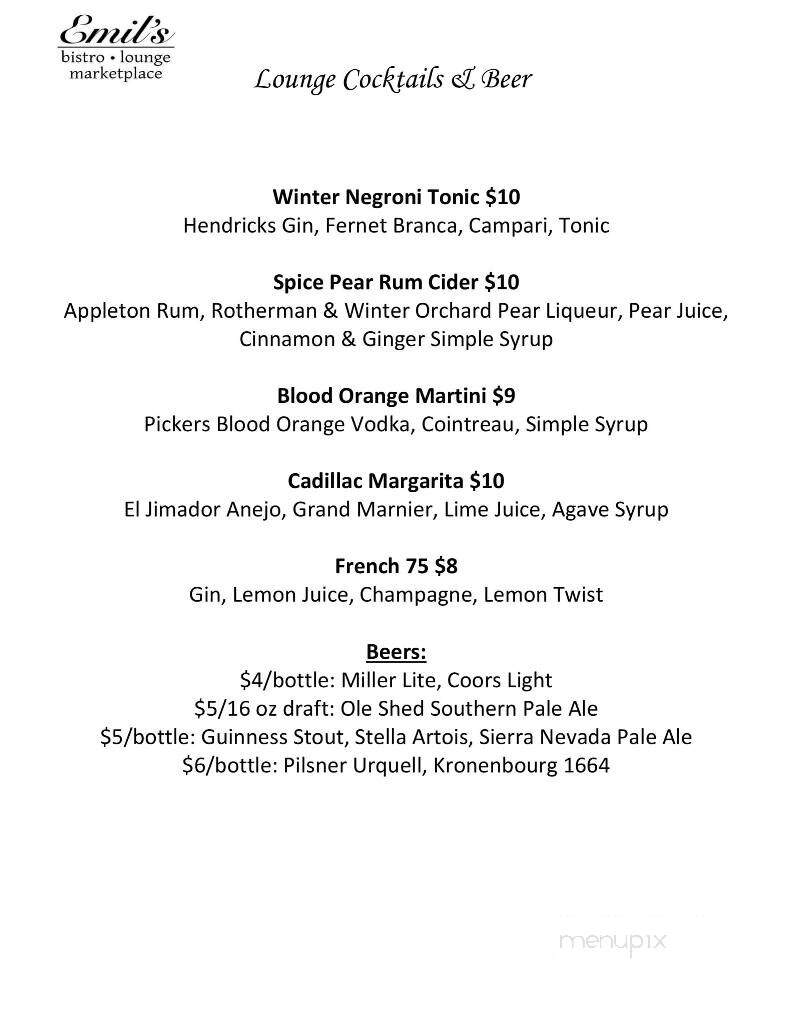 Emil's Restaurant - Tullahoma, TN menu_pic