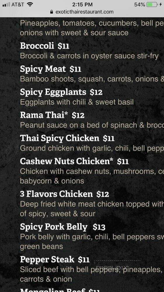 Exotic Thai Restaurant - Ojai, CA menu_pic