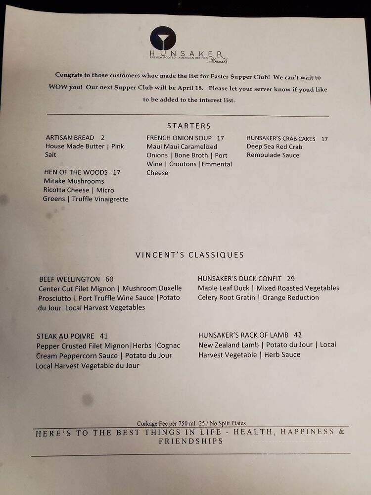 Vincent's Restaurant - Escondido, CA menu_pic