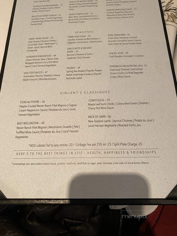 Vincent's Restaurant - Escondido, CA menu_pic