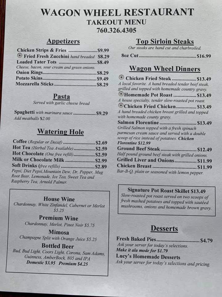 Wagon Wheel - Needles, CA menu_pic