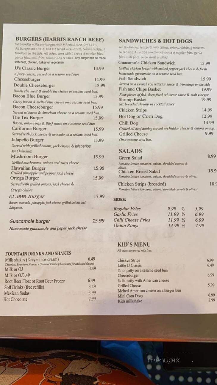 J J's Homemade Burgers - San Juan Bautista, CA menu_pic