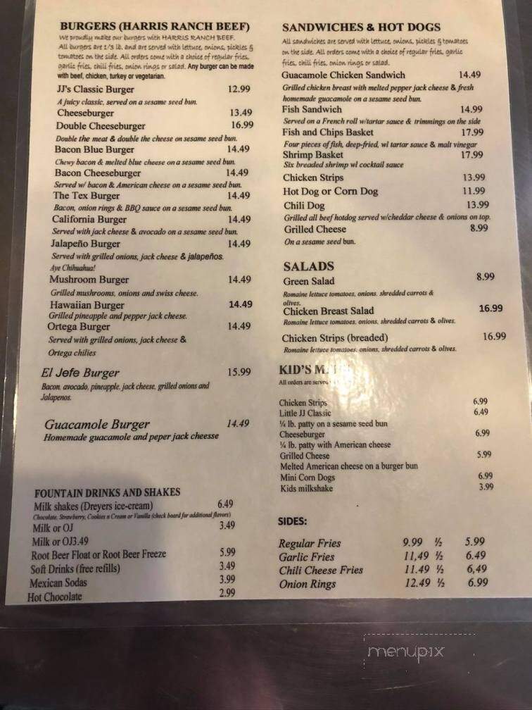 J J's Homemade Burgers - San Juan Bautista, CA menu_pic