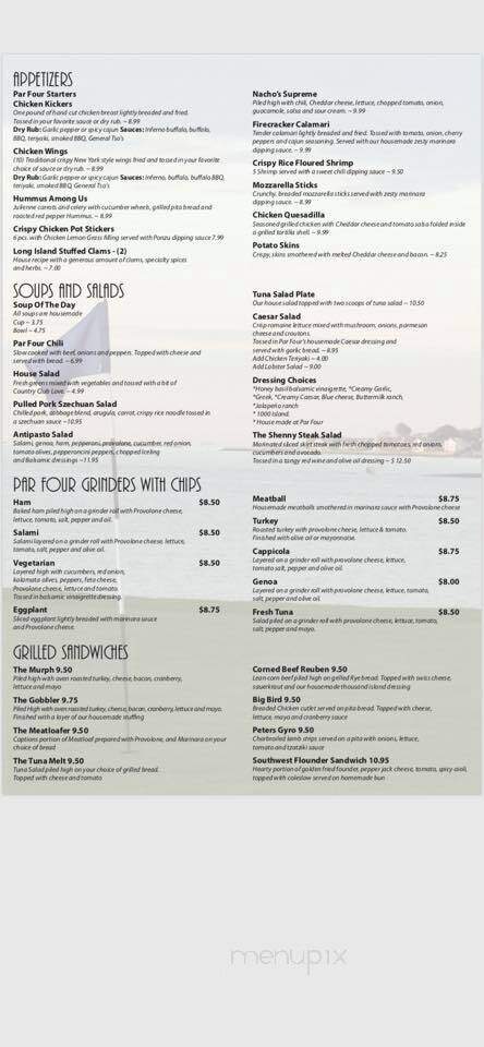 Par Four Restaurant - Groton, CT menu_pic