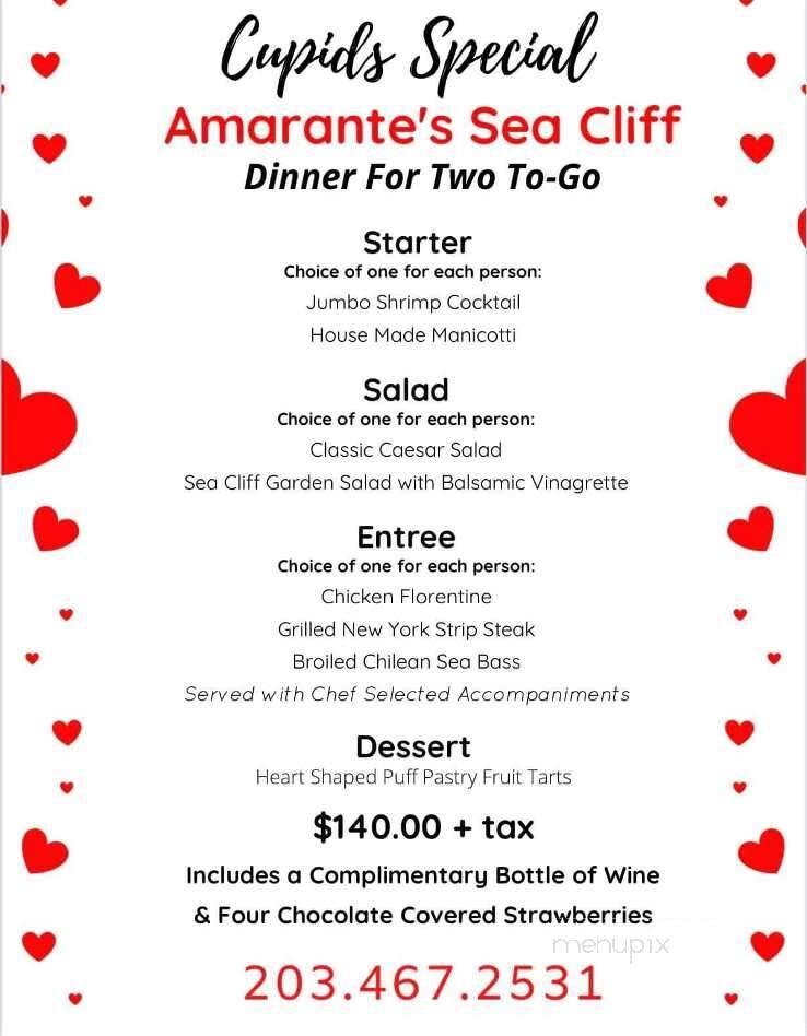 Amarante's Sea Cliff - New Haven, CT menu_pic