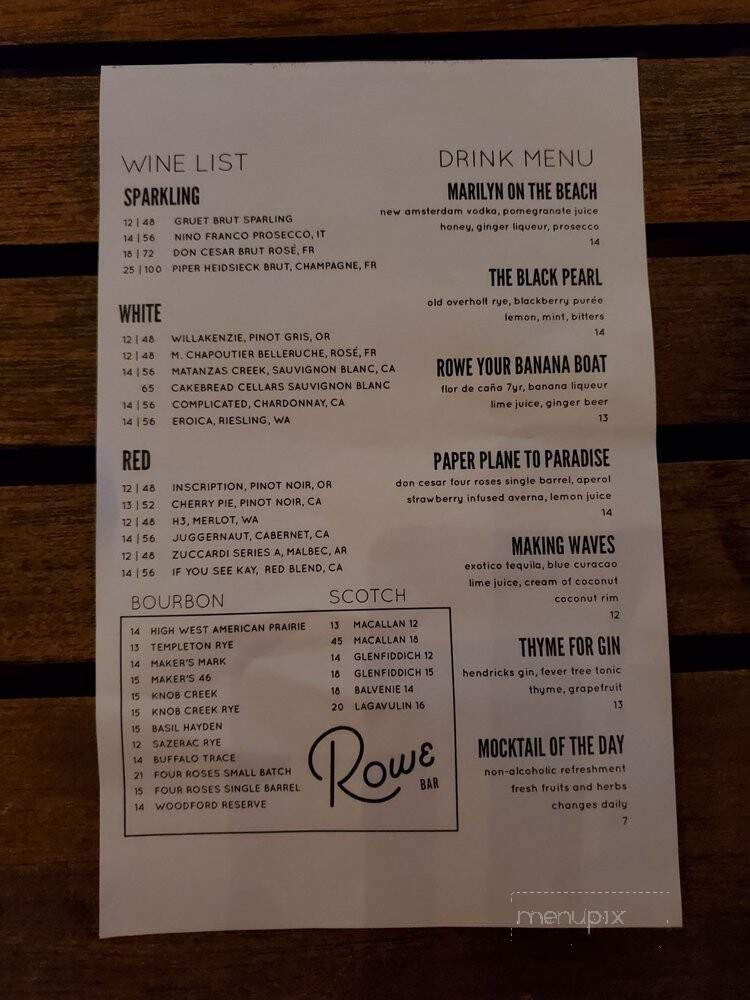 Rowe Bar - Saint Pete Beach, FL menu_pic