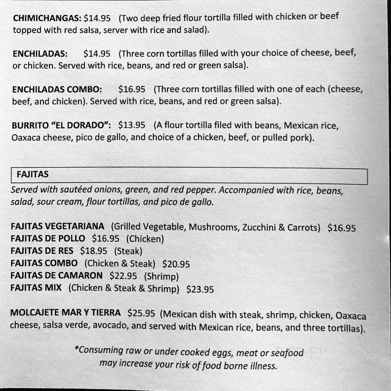 El Dorado Bar & Grill - Easton, MD menu_pic