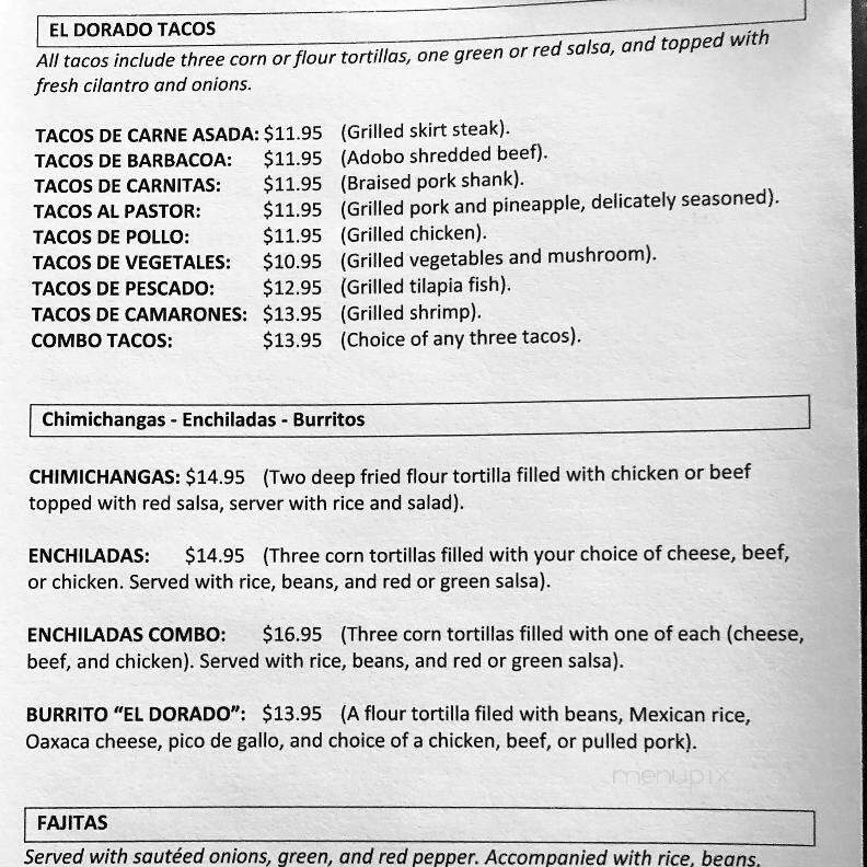 El Dorado Bar & Grill - Easton, MD menu_pic