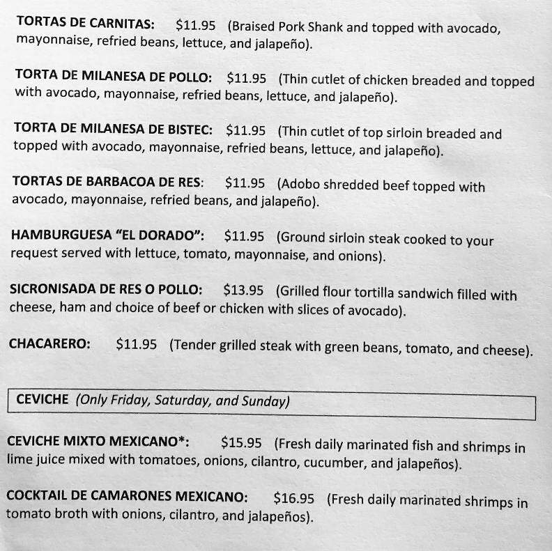 El Dorado Bar & Grill - Easton, MD menu_pic
