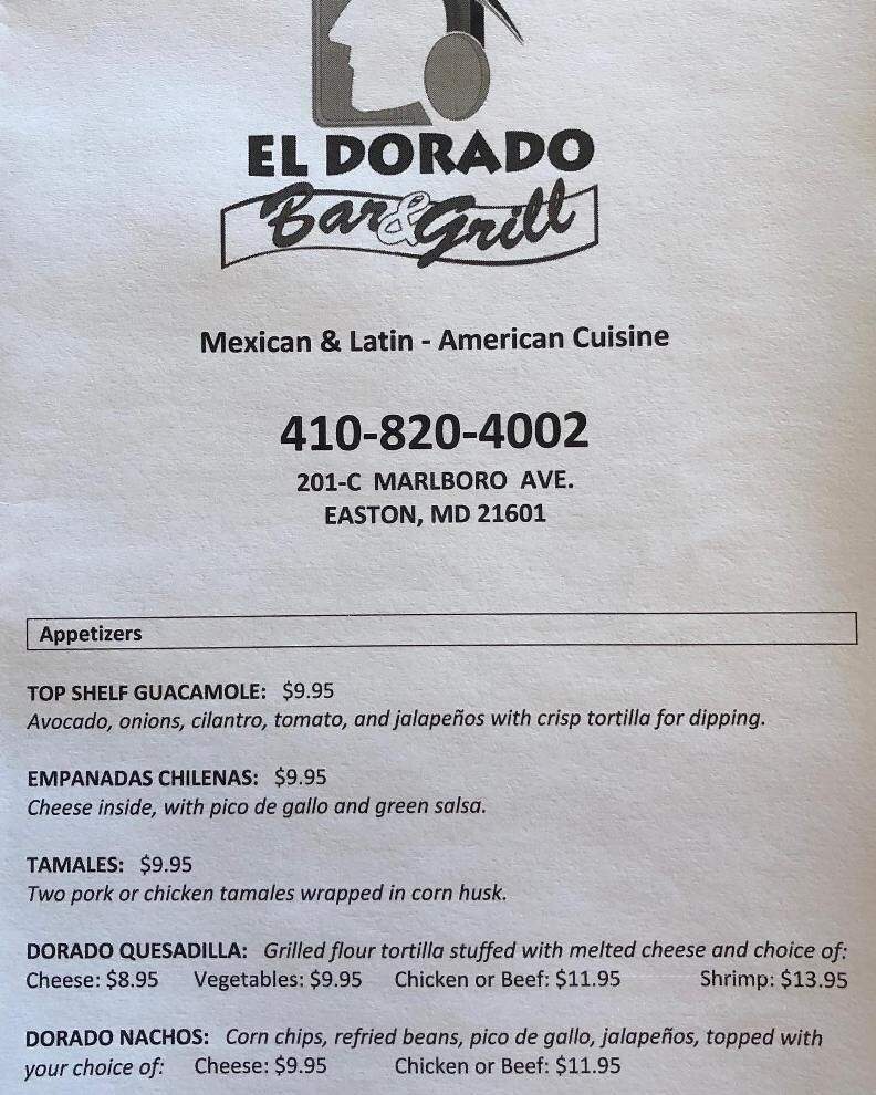 El Dorado Bar & Grill - Easton, MD menu_pic