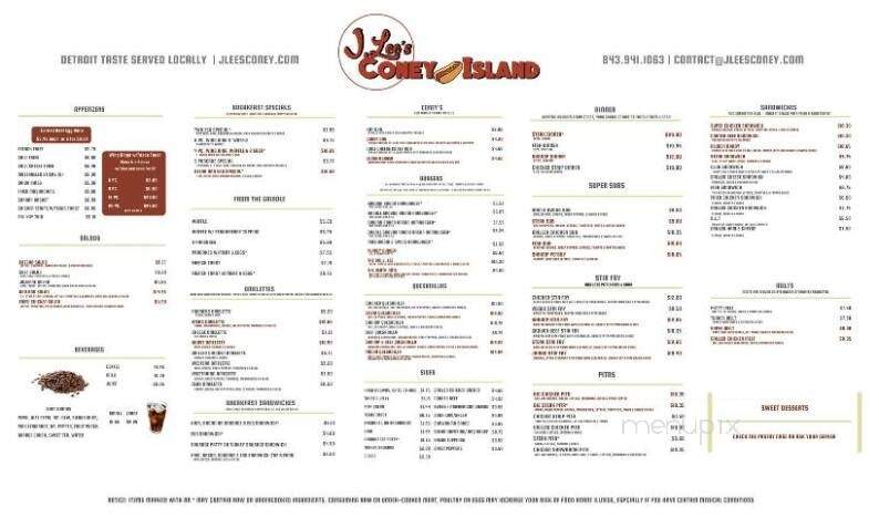 J Lee's Coney Island - Beaufort, SC menu_pic