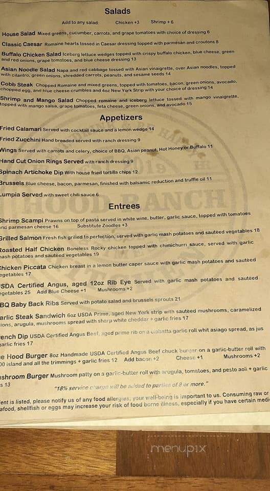 Hood Ranch Kitchen - Hood, CA menu_pic