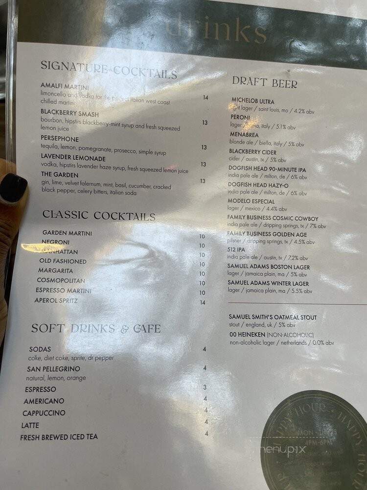 The Garden at the Summit - Georgetown, TX menu_pic