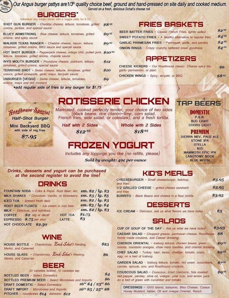 Aaron Schat's Roadhouse - Bishop, CA menu_pic