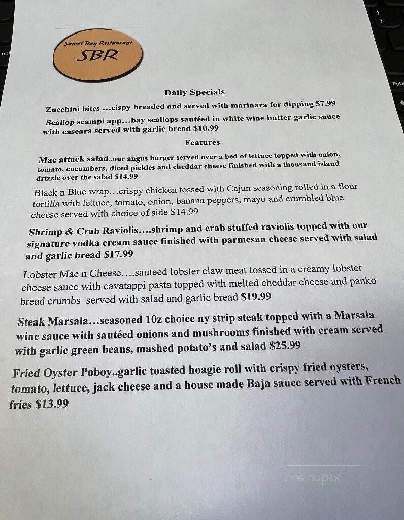 Sunset Bay Resturant - Irving, NY menu_pic