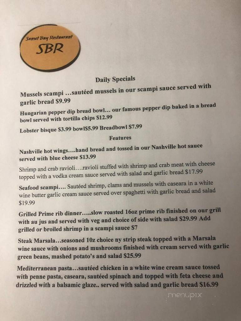 Sunset Bay Resturant - Irving, NY menu_pic