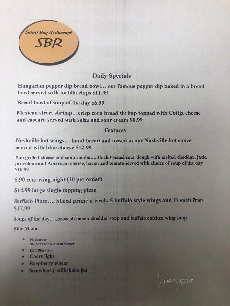 Sunset Bay Resturant - Irving, NY menu_pic