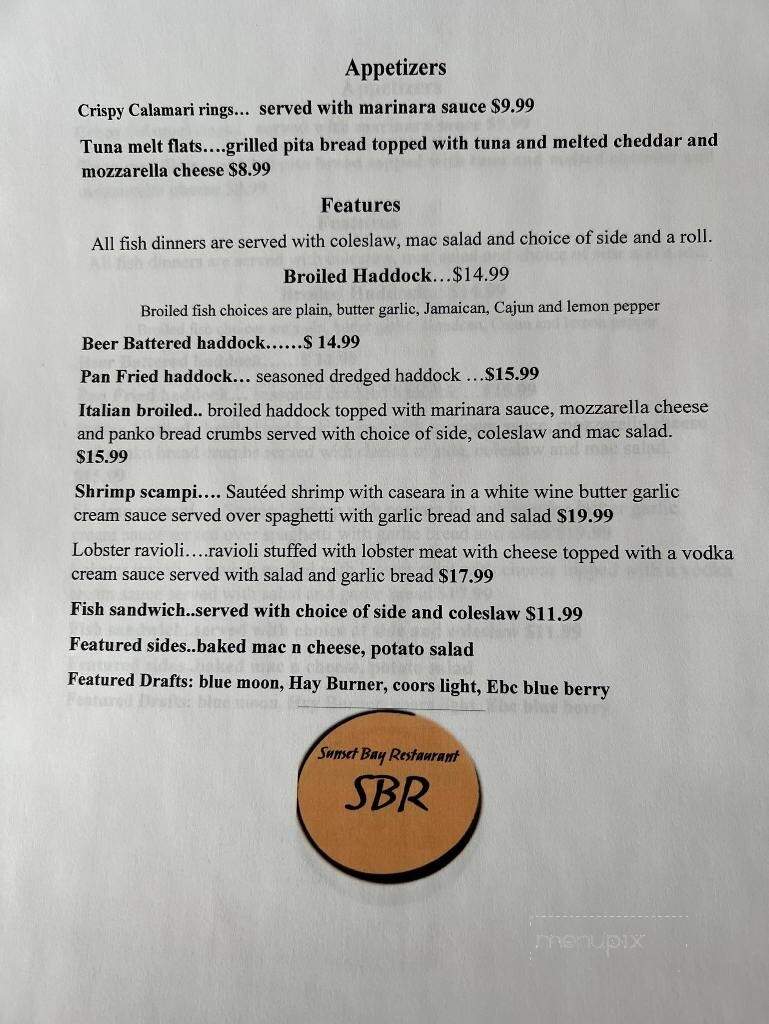 Sunset Bay Resturant - Irving, NY menu_pic