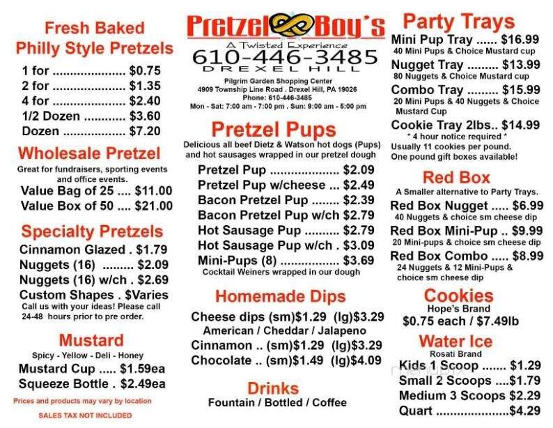 Pretzel Boy's - Drexel Hill, PA menu_pic