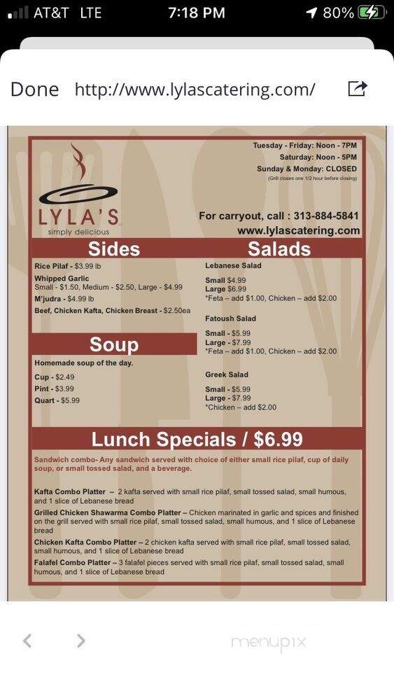 Lyla's - Grosse Pointe Woods, MI menu_pic