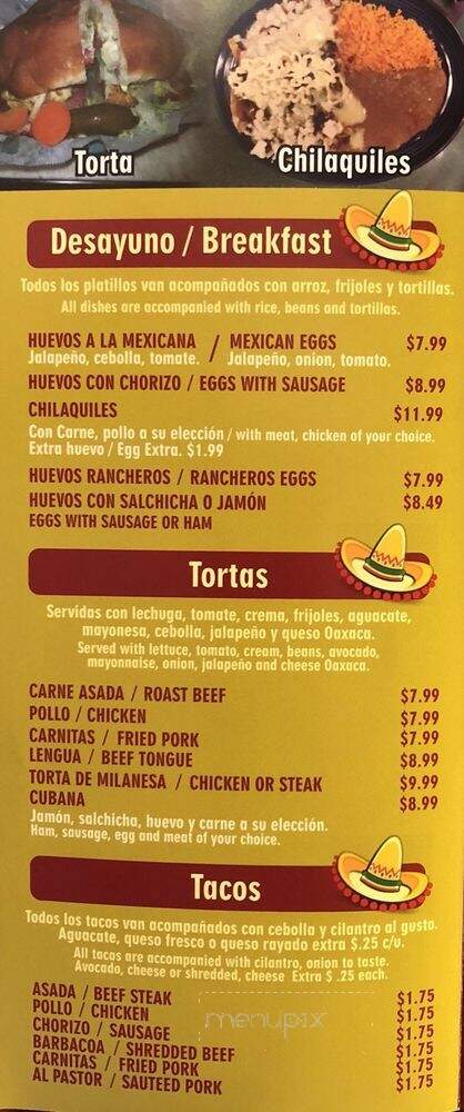 San Jose Taqueria Carniceria - Mobile, AL menu_pic