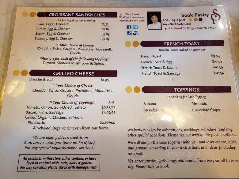 Sook Pastry - Ridgewood, NJ menu_pic