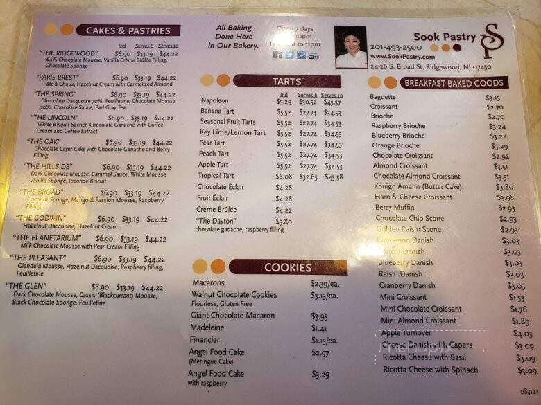 Sook Pastry - Ridgewood, NJ menu_pic