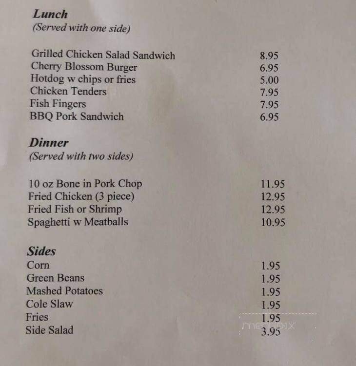 Cherry Blossom Golf Course and Restaurant - Georgetown, KY menu_pic
