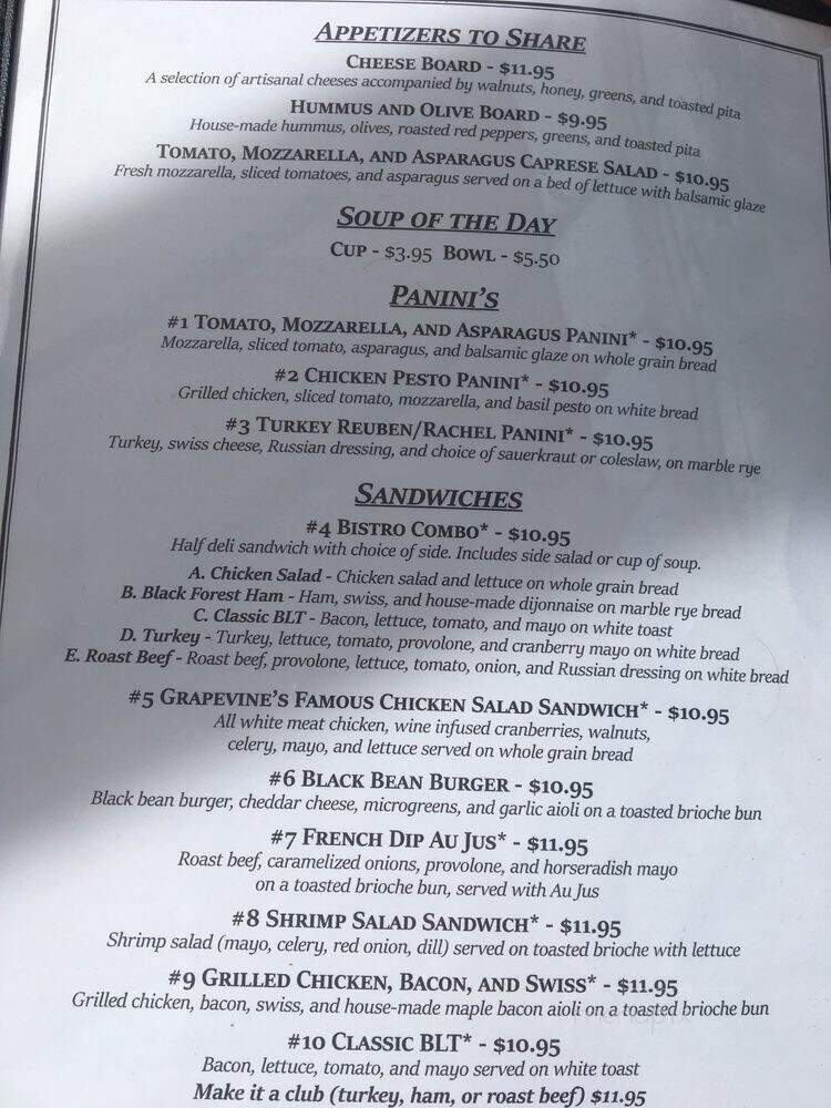 Grapevine Farms - Cobleskill, NY menu_pic