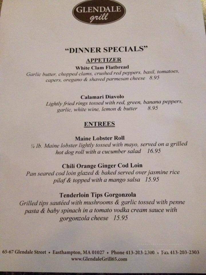 Glendale Grill - Easthampton, MA menu_pic