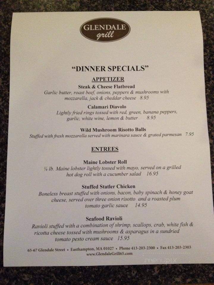 Glendale Grill - Easthampton, MA menu_pic